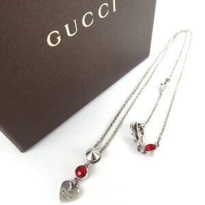 Authentic GUCCI heart Necklace SV925 [Used]